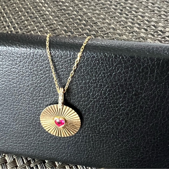 GABI RIELLE 14K Gold Plated Sterling Silver Ruby Heart Pendant Necklace - Picture 3 of 13